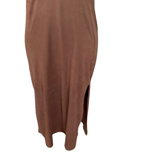 Papermoon Brown Sleeveless Midi Slip Dress With Spaghetti Straps & Side Slit Wom - Picture 3 of 7